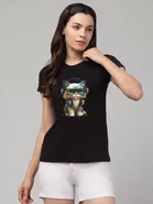 Cotton Blend T-shirt for Women, Maroon & Black, Pack of 2 