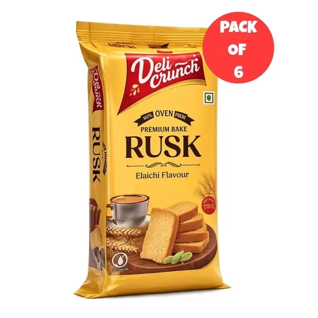 डेलीक्रंच प्रीमियम इलाइची रस्क 6X65 g (Pack of 6)