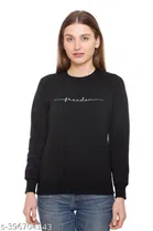 Fleece Sweatshirt for Women (Black, S)