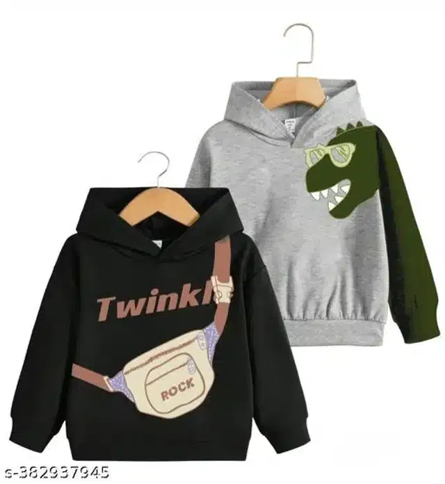 Full Sleeves T-Shirt for Boys (Black & Grey, 12-18 Months) (Pack of 2)