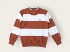 Acrylic Striped Sweater For Boys, Rust & White 