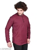 Cotton Blend Solid Short Kurta for Men, Navy Blue 