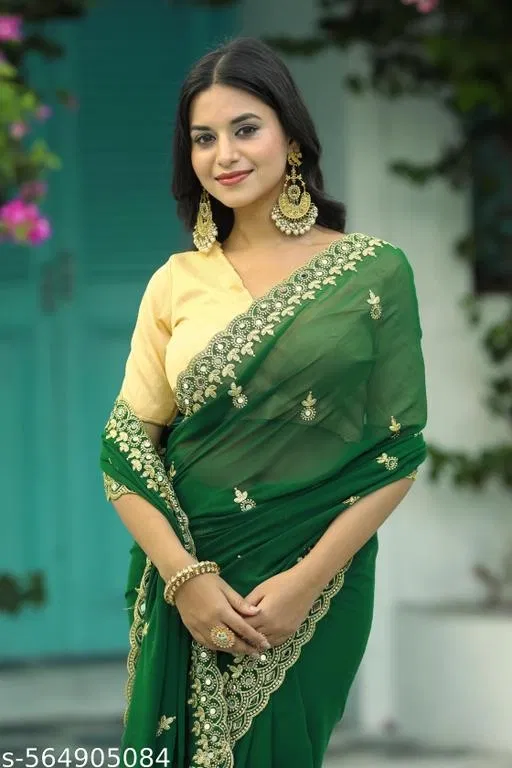Saree for Women (Green, Free Size)