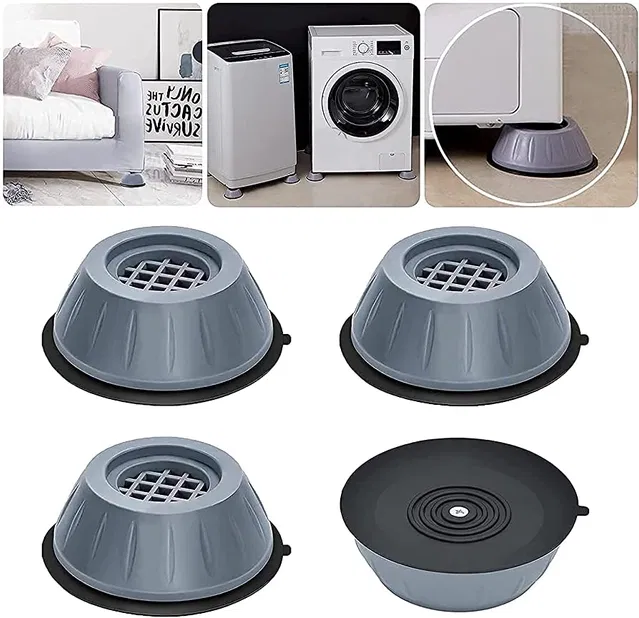 Rubber Anti Vibration Washing Machine Pads (Grey, Pack of 4)
