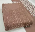 Cotton Embroidered Unstitched Suit Fabric (Brown, 2.4 m)