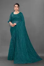 Net Solid Saree for Women 