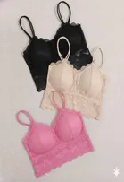 Cotton Solid Padded Bras for Women, Multicolour, Pack of 3 
