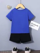 Cotton Blend Printed Clothing Set for Boys, Blue 