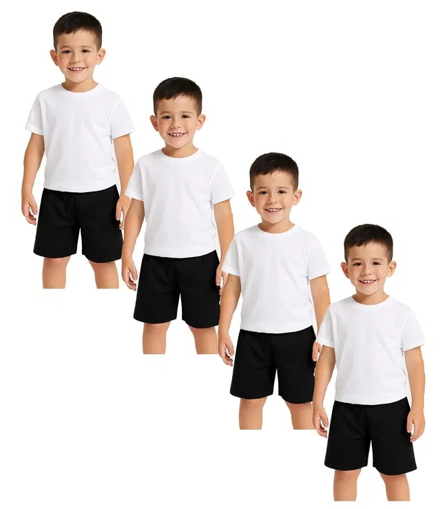 Cotton Shorts for Boys, White, Pack of 4 (7-8 Years)