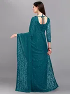 Net Solid Saree for Women 