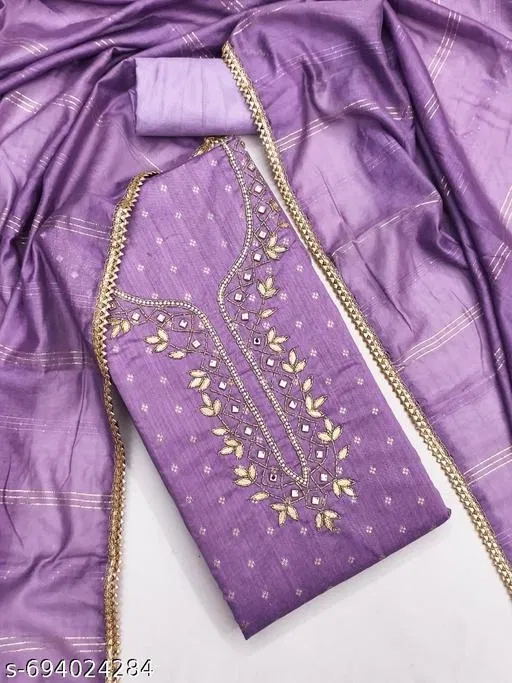 Chanderi Cotton Punjabi/All Over Suits Semi-Stitched Suits (Multicolor, 6.25 meter for Women (L)