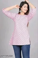 Stylish Women Printed Pure Cotton Short Kurta (S)