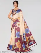 Cotton Silk Printed Saree for Women, Purple 