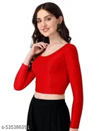 Lycra Ready Made Blouse for Women, Red 