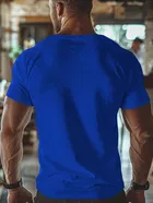 Polyester Printed Half Sleeves T-Shirts For Men, Light Blue 