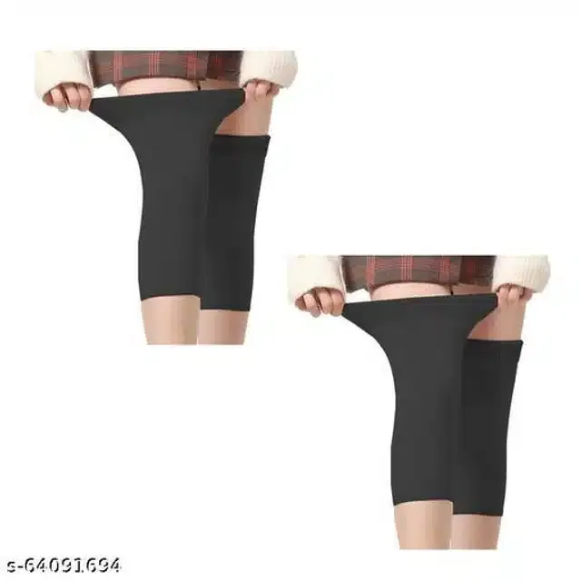 Woolen Knee Protector (Black, Set of 2)