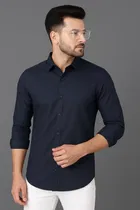 Cotton Blend Solid Full Sleeves Shirt for Men 