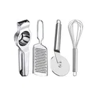 Oc9 Stainless Steel Lemon Squeezer & Cheese Grater & Pizza Cutter & Egg Whisk Kitchen Tool Set 