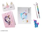 Unicorn Diary, Gel Pen, Pouch, Eraser & Pencil (Multicolor, Set of 6)