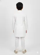 Silk Blend Printed Kurta & Paints Set for Boys , Cream 