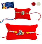 Metal 2 Pcs Rakhi with Greeting card, Roli 