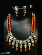 Women'S Alloy Gold Plated Jewellery Set for Women, Orange