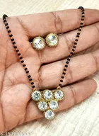Alloy Mangalsutra With Earring for Women, Black