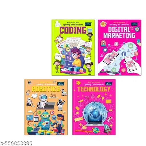 STEM Activity Book Upskilling the Generation Coding + Digital Marketing + Robotics + Technology (Set of 4) – Interactive Books to Upskill the Next Generation with Practical Tech Skills