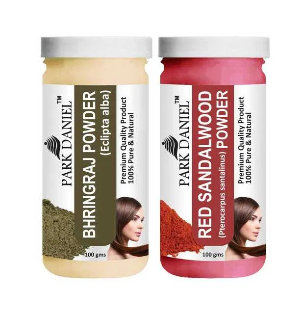 Park Daniel 100% Pure & Natural Bhringraj Powder & Red Sandalwood Powder (Pack Of 2, 100 g) (SE-718)