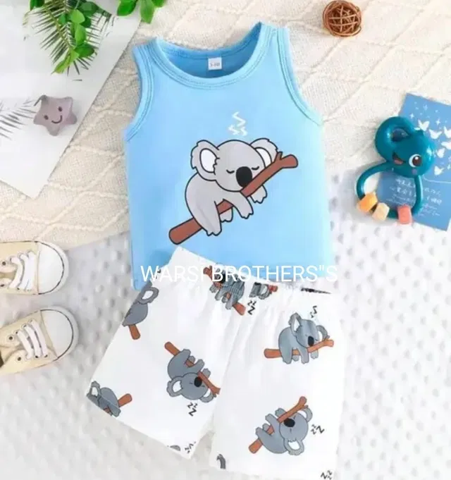Hosiery Clothing Set for Kids (Sky Blue, 18-24 Months)