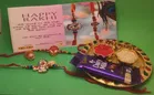 Alloy 2 Pcs Rakhi with 4.5 inch Plate & Chocolate 