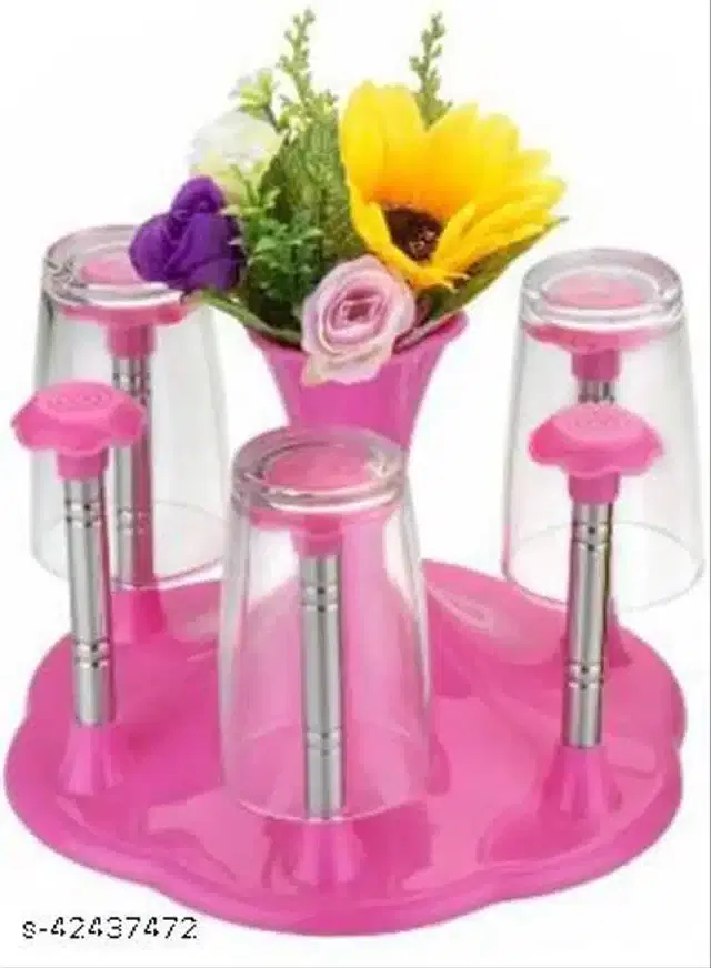 Glass and Spoon Holder for Kitchen (Pink)