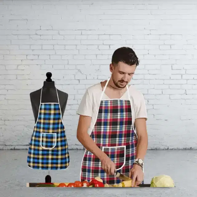 Cotton Kitchen Aprons (Multicolor, Pack of 2)