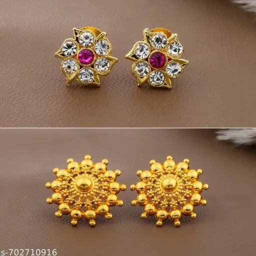 Stylish Antique Gold Plated Party Wear Stud Earrings