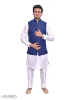 Dupion Silk Solid Kurta with Pyjama & Jacket for Men 