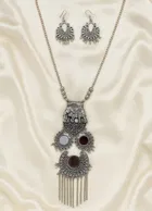 Women's Oxidized Jewellery Set with Jhumkas (Pack of 1)
