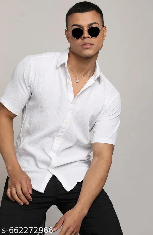 Casual Shirt for Men (White, M)
