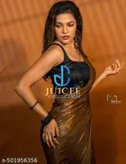 Lycra Saree for Women, Brown 