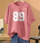 Cotton Blend Printed T-shirt for Women, Pink 