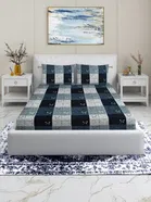 Arch Fab Grey Black Checks Flat Double Bedsheet 88X90 Inch