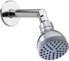 Stainless Steel Bend Shower Head (3x3 inches) with 7 inches Arm & Wall Flange (Silver, Set of 1)