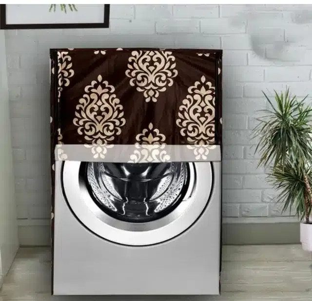 Knit Printed Front Load Washing Machine Cover (Brown)