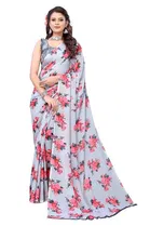 Women Georgette Printed Saree With Unstitched Blouse 
