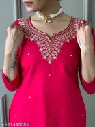 Embroidered Jute Silk Kurta Set for Women 
