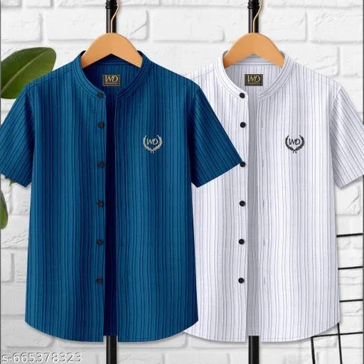 Striped Cotton Blend T-Shirt for Boys (White, 6-7 Years)