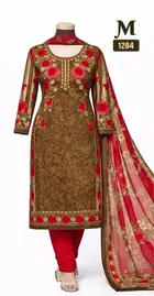 Printed Crepe Unstitched Suits With Dupatta for Women & Girls, Multicoolour