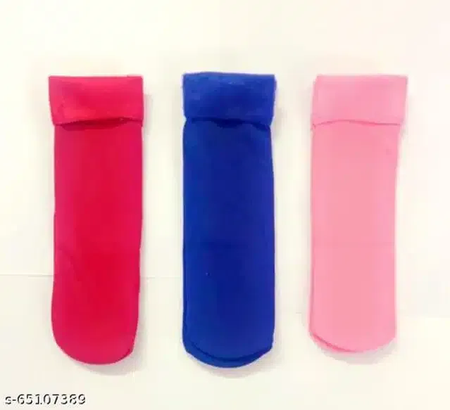 Velvet Socks for Unisex (Multicolor, Pack of 3)