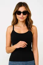 Cotton Solid Camisole for Women, Black 