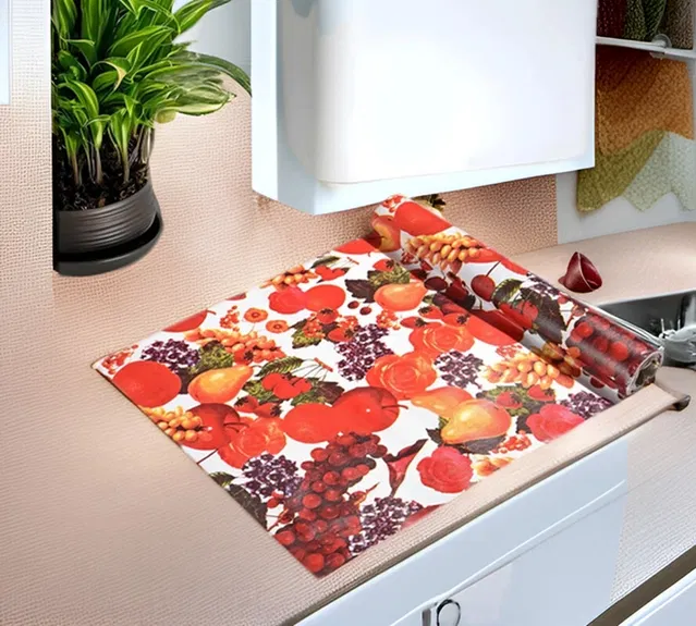 PVC Printed Shelf Mat Roll (Multicolor, 5 m)