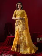 Embroidered Border Cotton Silk Saree for Women 